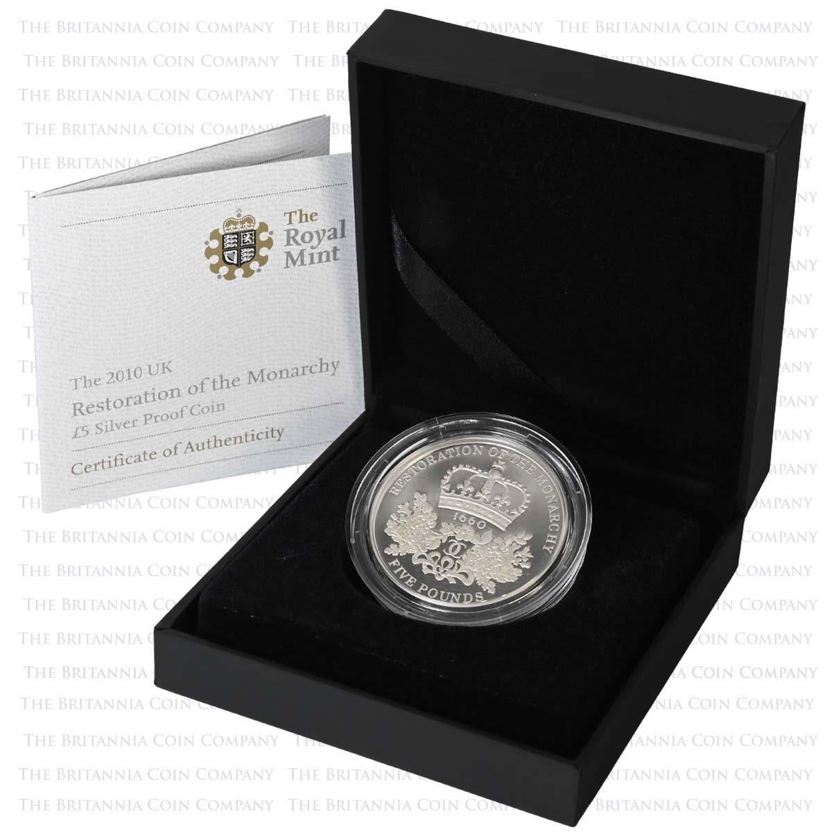 UKRMSP 2010 Restoration of the Monarchy 350th Anniversary £5 Crown Silver Proof Boxed