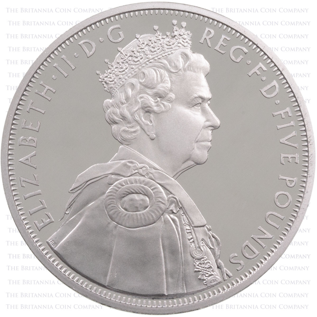 2012 Diamond Jubilee Five Pound Crown Piedfort Platinum Proof Coin Obverse