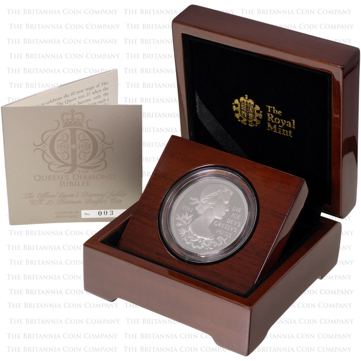 2012 Diamond Jubilee Five Pound Crown Piedfort Platinum Proof Coin Boxed