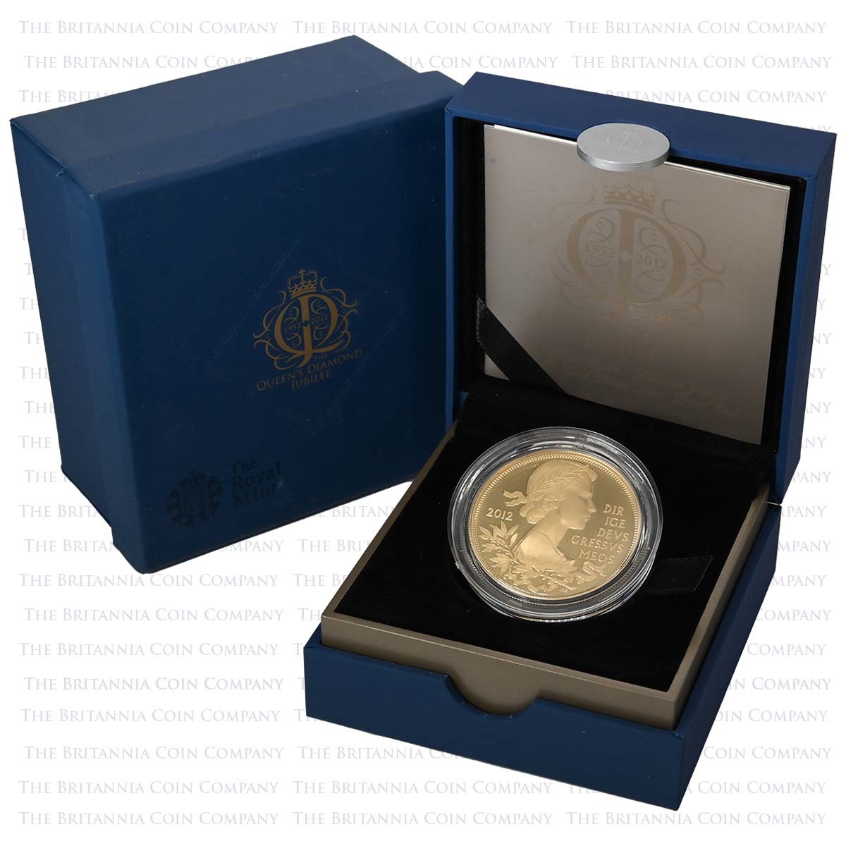 2012 Elizabeth II Diamond Jubilee £5 Crown Gold Plated Silver Proof Boxed
