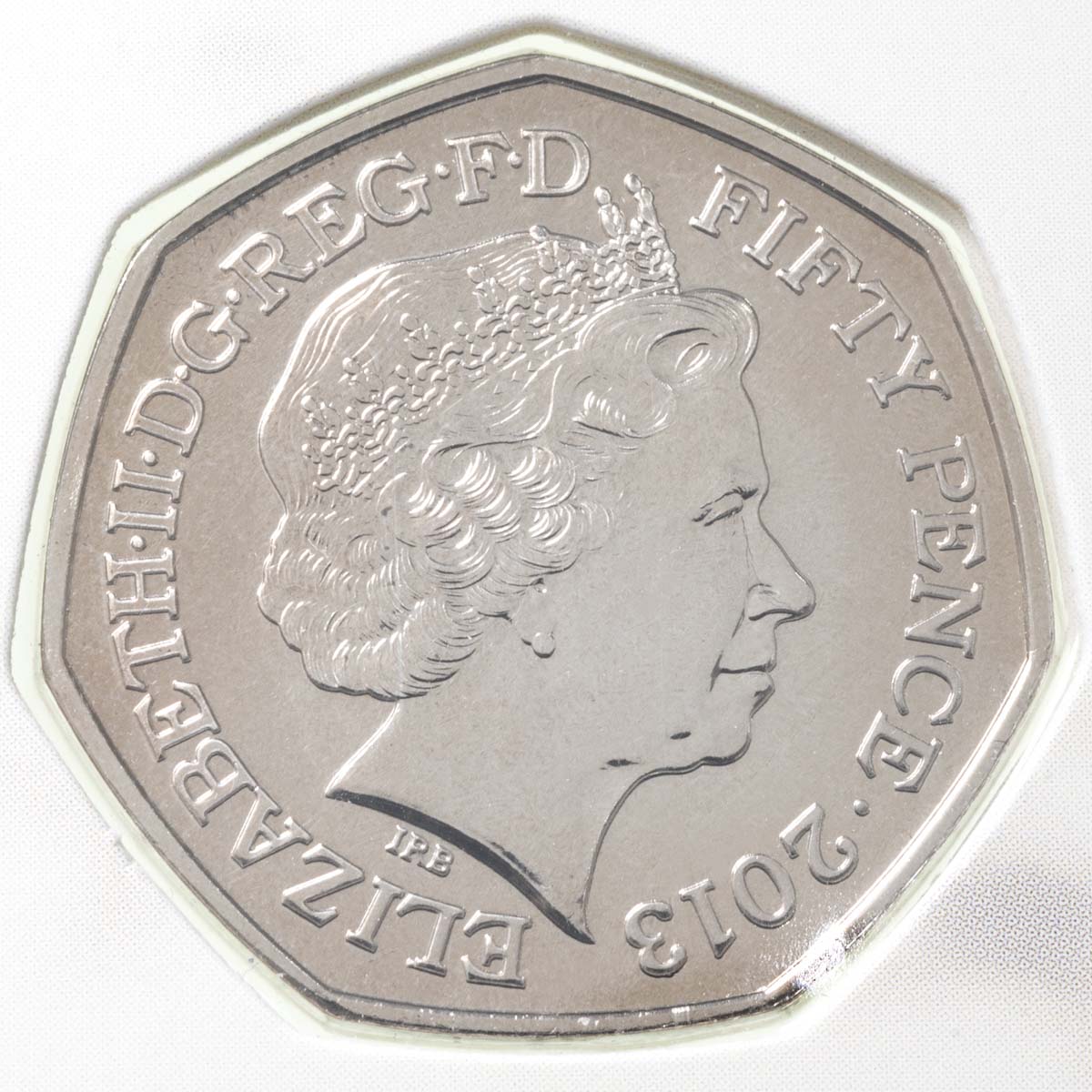 UK13BBBU 2013 Benjamin Britten Fifty Pence Brilliant Uncirculated Coin In Folder Obverse