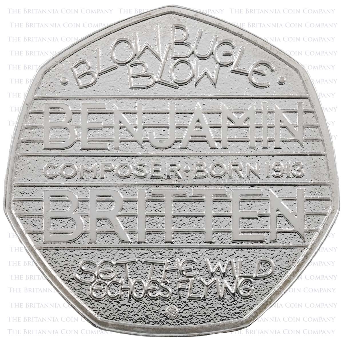 UK13BBPF 2013 Benjamin Britten 50p Piedfort Silver Proof Reverse
