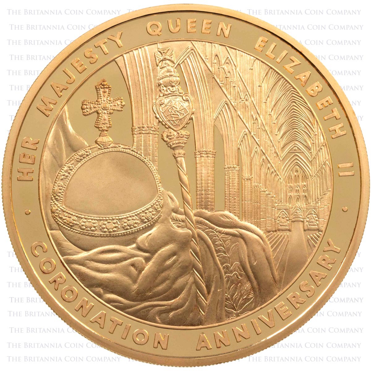Uk13CO5G 2013 Queen's Coronation Anniversary Five Ounce Gold Proof Coin Certificate One Reverse