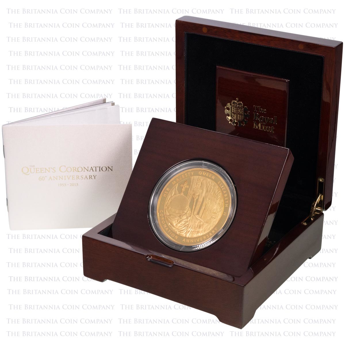 Uk13CO5G 2013 Queen's Coronation Anniversary Five Ounce Gold Proof Coin Boxed