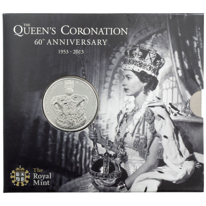 UK13COBU 2013 Queen Elizabeth II Coronation 60th Anniversary Five Pound Crown Brilliant Uncirculated Coin In Folder Thumbnail