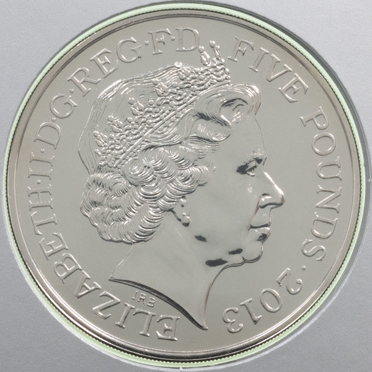UK13COBU 2013 Queen Elizabeth II Coronation 60th Anniversary Five Pound Crown Brilliant Uncirculated Coin In Folder Obverse