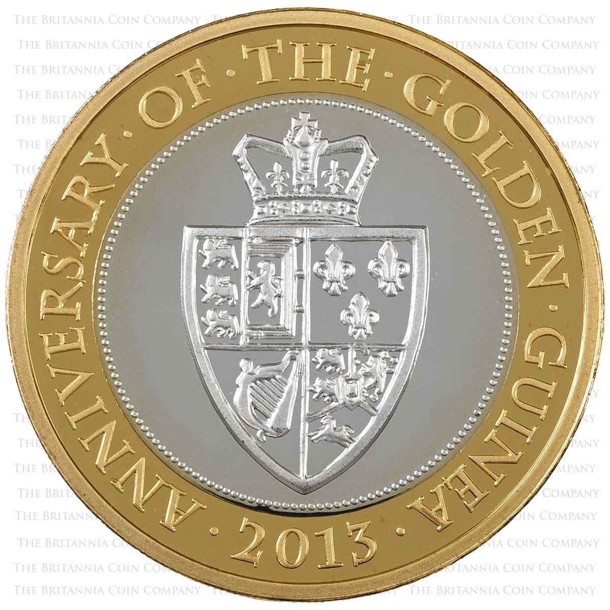 UK13GUPF 2013 Golden Guinea Two Pound Piedfort Silver Proof Coin Reverse