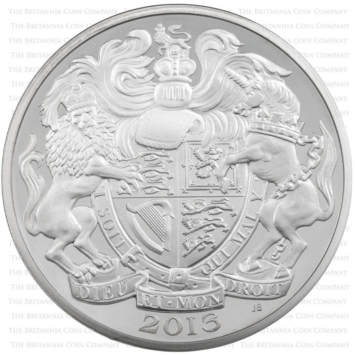 2013 Queen's Portrait Collection Five Pound Piedfort Silver Proof Coin Set Reverse