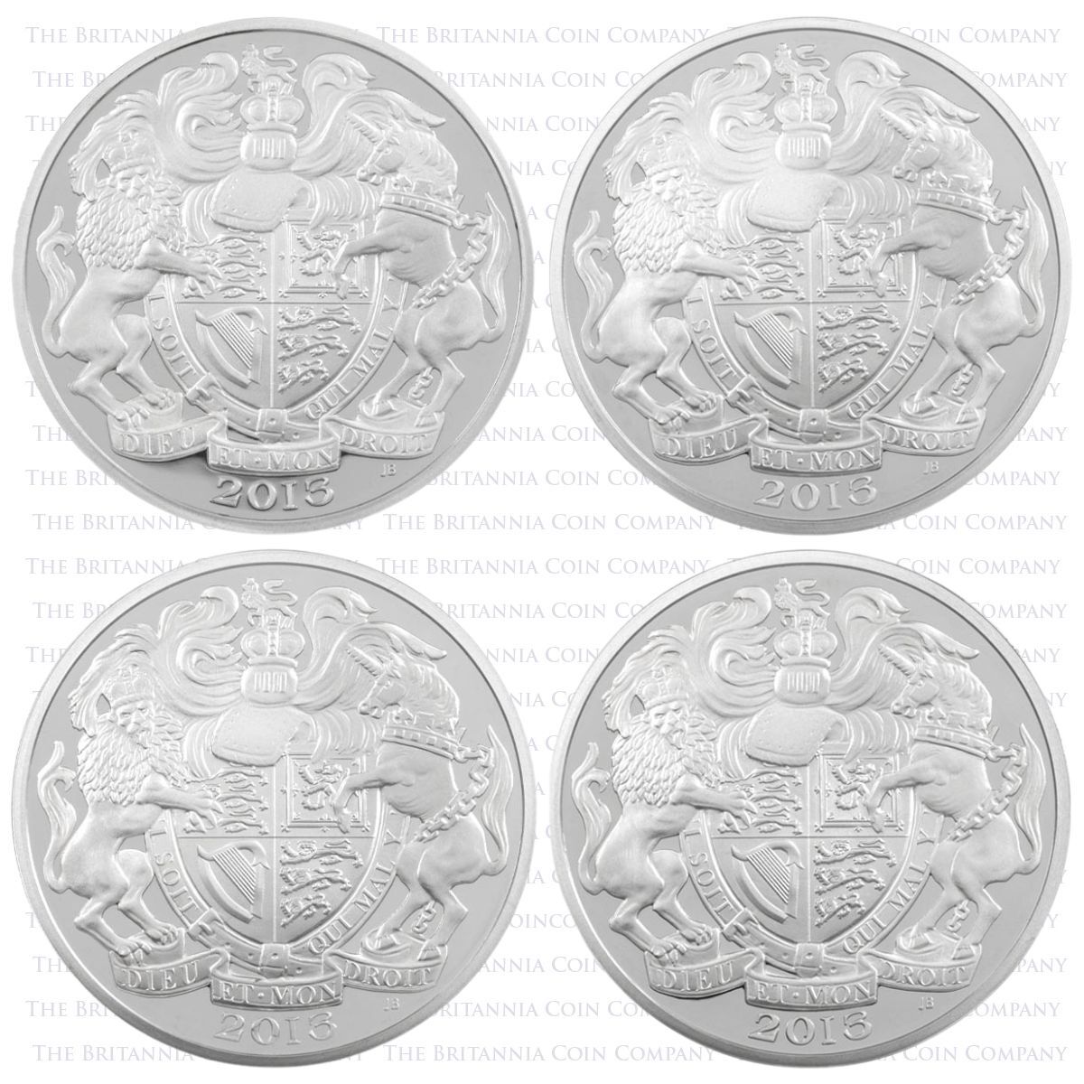 2013 Queen's Portrait Collection Five Pound Silver Proof Coin Set Reverses