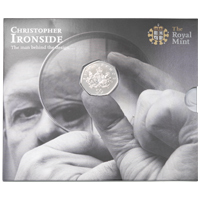 UK13RSBU 2013 Christopher Ironside Royal Arms Fifty Pence Brilliant Uncirculated Coin In Folder Thumbnail