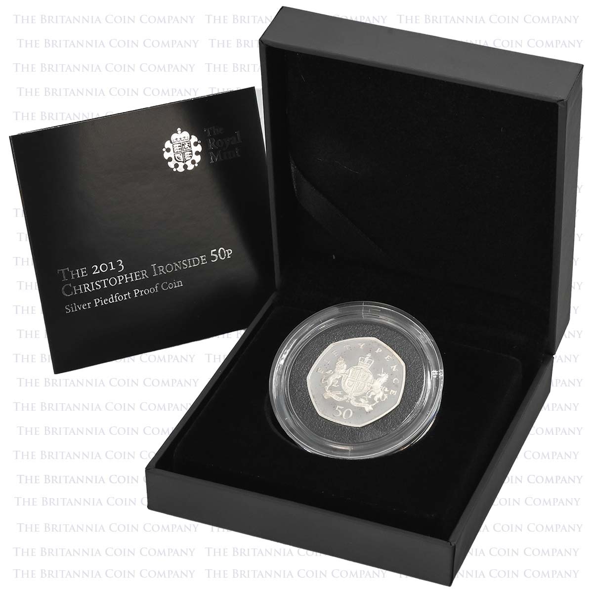 UK13RSPF 2013 Ironsides Royal Arms 50p Piedfort Silver Proof Boxed