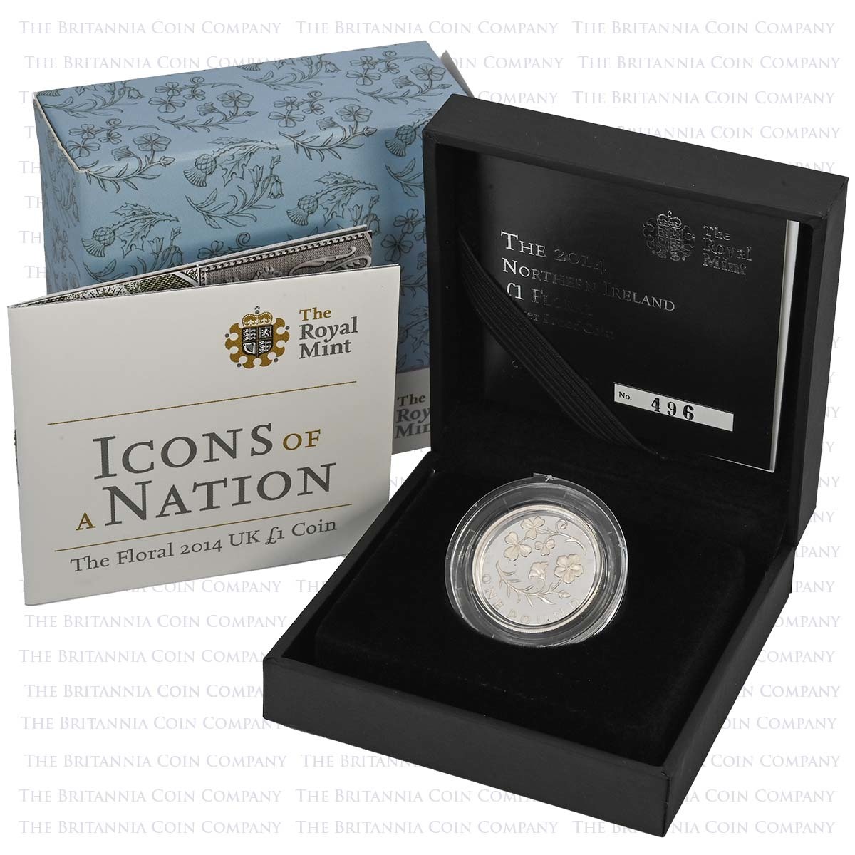 UK14NISP 2014 Floral Icons Northern Ireland £1 Silver Proof Boxed