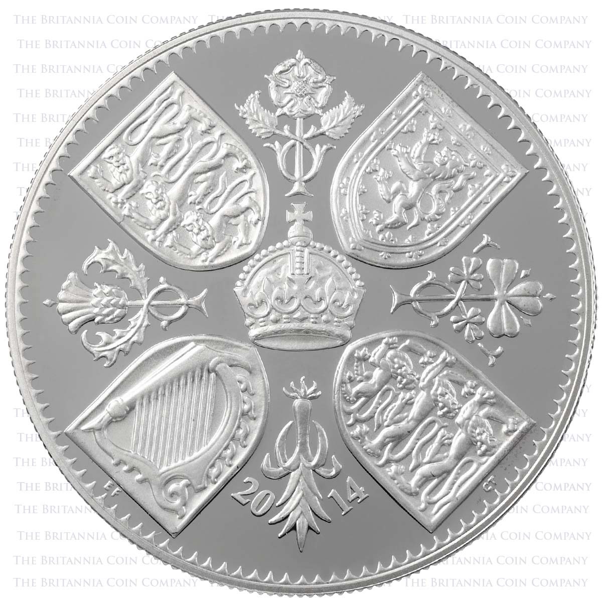 UK14PGSP 2014 Prince George 1st Birthday £5 Crown Silver Proof Reverse