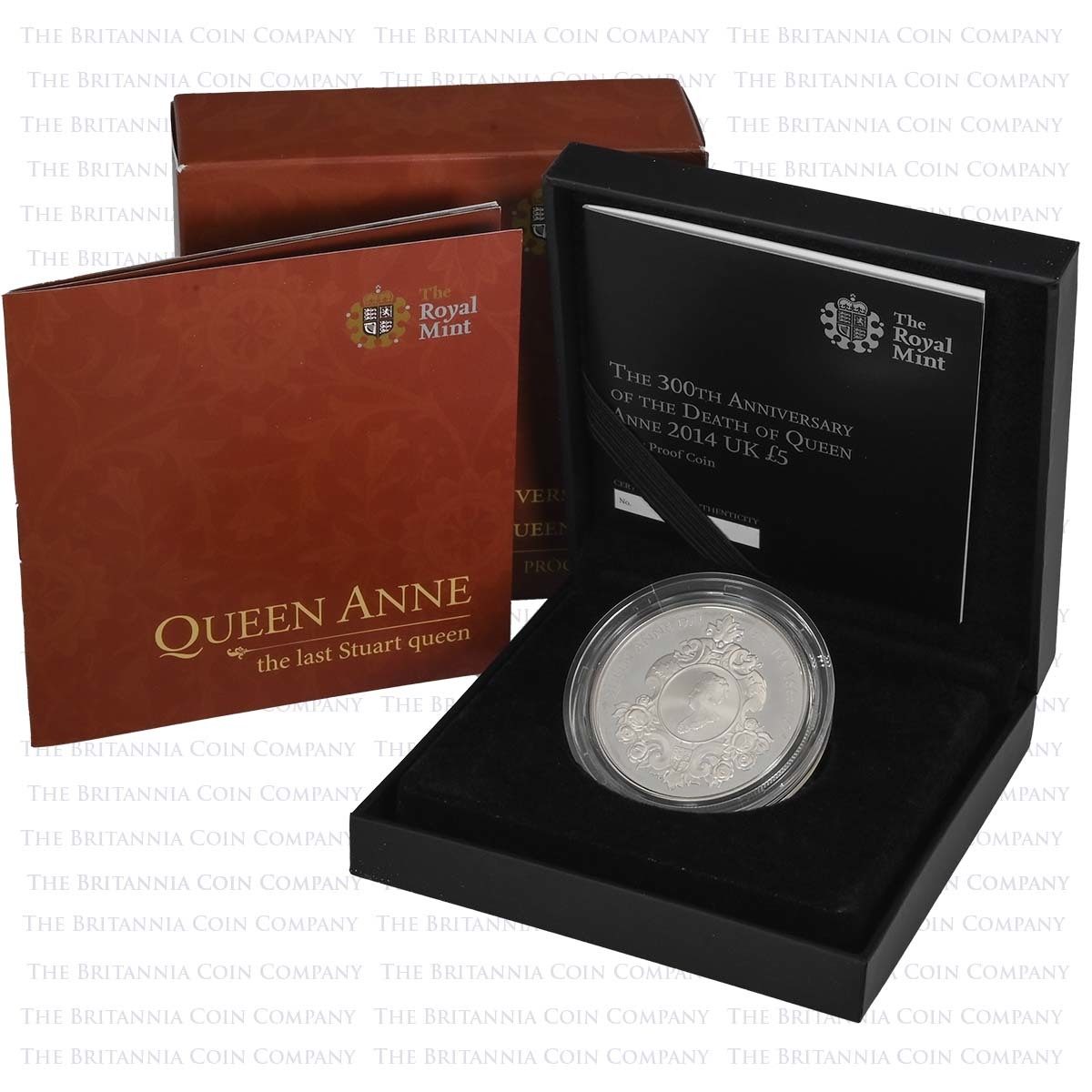 UK15QASP 2014 Death Of Queen Anne 350th Anniversary £5 Crown Silver Proof Boxed