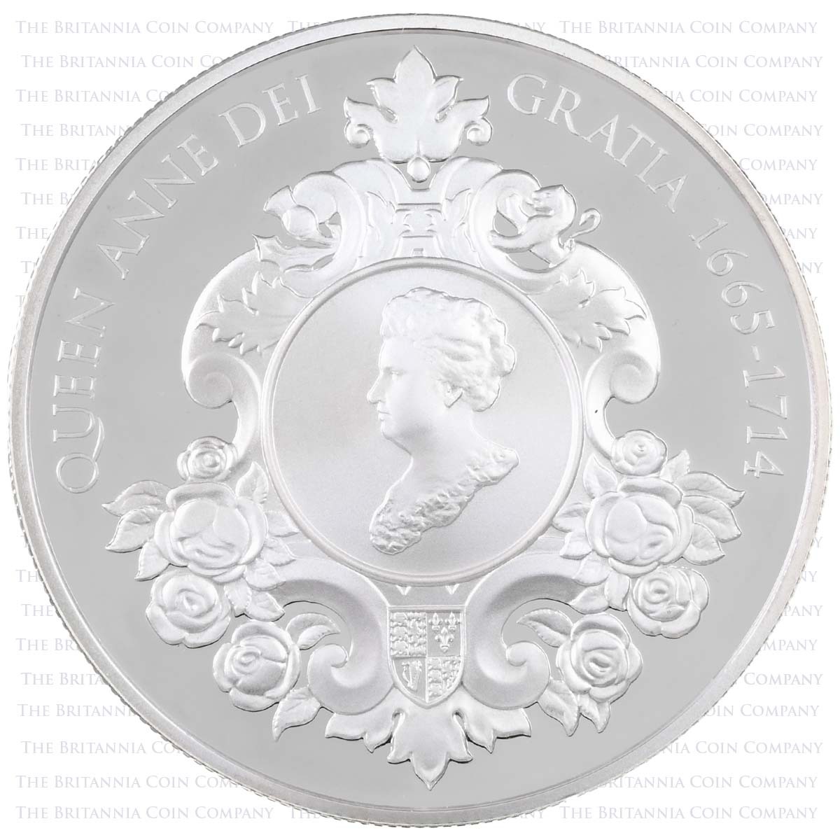 UK15QASP 2014 Death Of Queen Anne 350th Anniversary £5 Crown Silver Proof Reverse