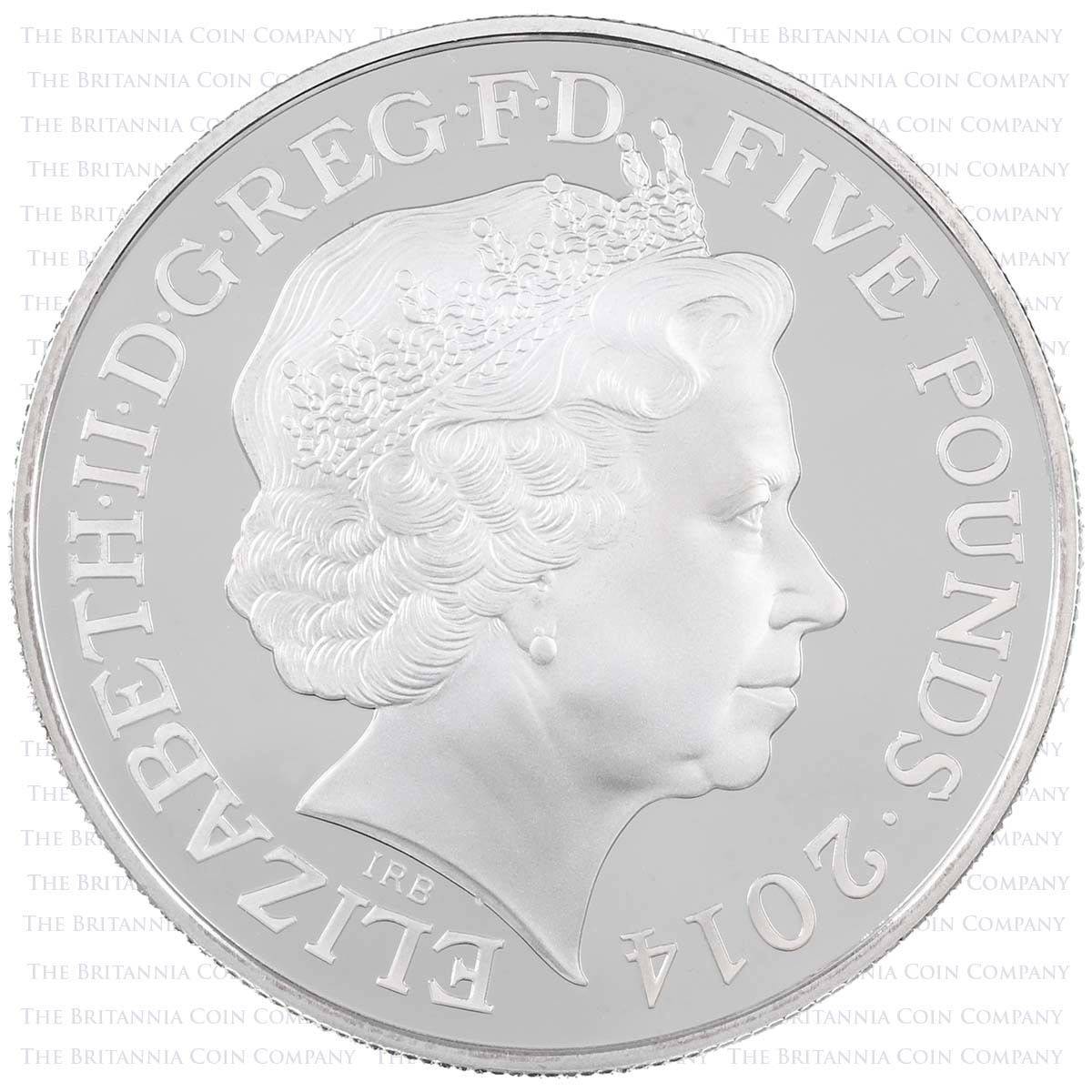 UK15QASP 2014 Death Of Queen Anne 350th Anniversary £5 Crown Silver Proof Obverse