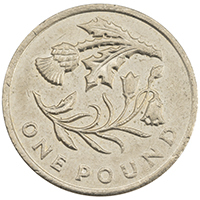 2014 Thistle And Bluebell One Pound Circulated Floral Emblems Coin Thumbnail
