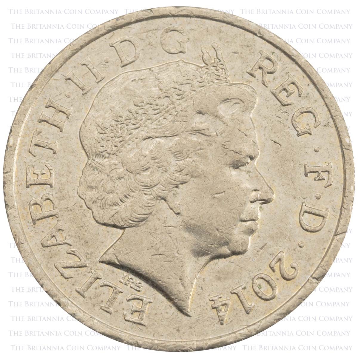 2014 Thistle And Bluebell One Pound Circulated Floral Emblems Coin Obverse