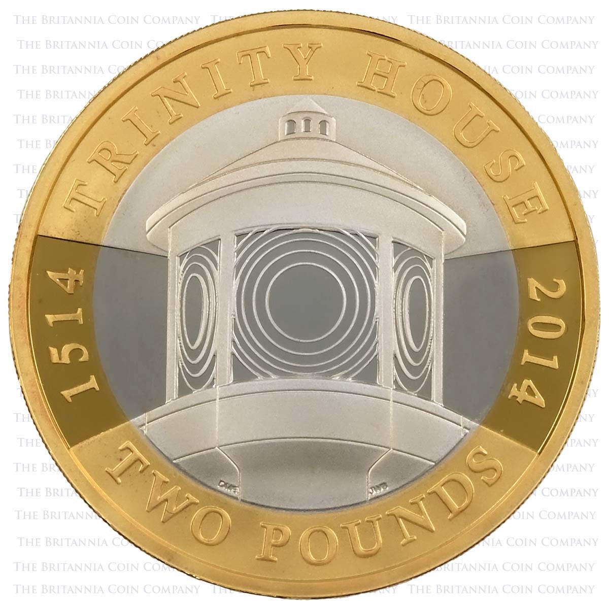 UK15THSP 2014 Trinity House Lighthouse Two Pound Silver Proof Coin Reverse
