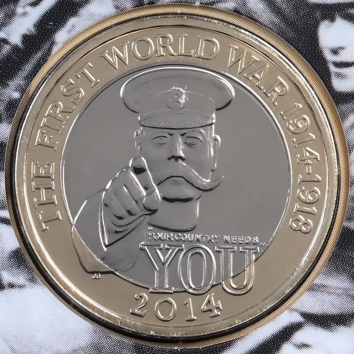 UK14W1SP 2014 First World War WW1 Lord Kitchener Two Pound Brilliant Uncirculated Coin In Folder Reverse