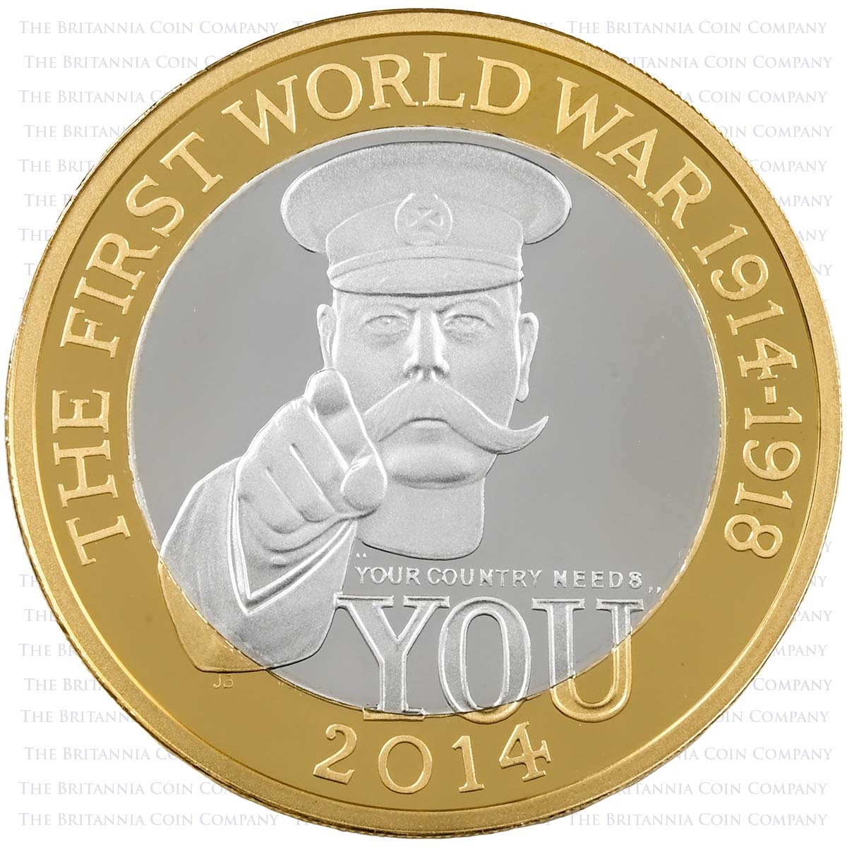 UK14W1PF 2014 First World War Kitchener £2 Piedfort Silver Proof Reverse