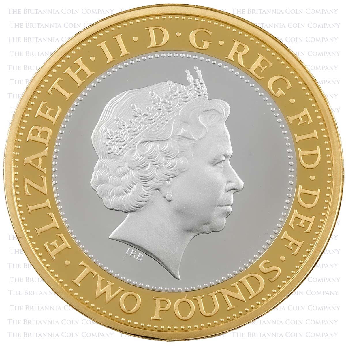 UK13GUPF 2013 Golden Guinea Two Pound Piedfort Silver Proof Coin Obverse