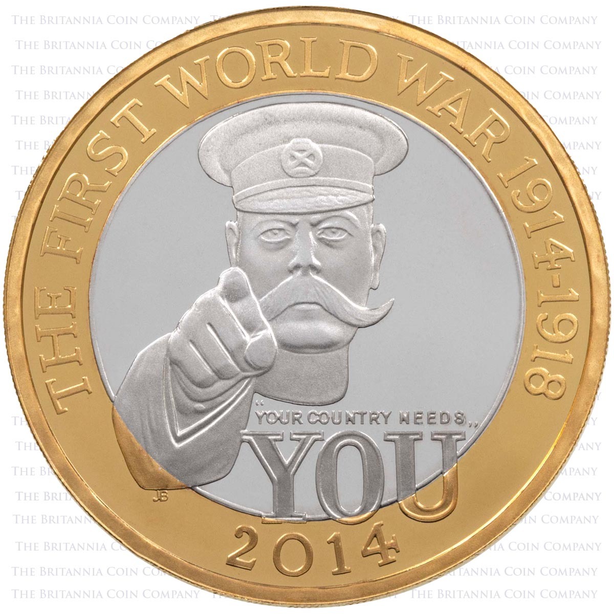 2014 First World War WW1 Lord Kitchener Two Pound Silver Proof Coin Reverse