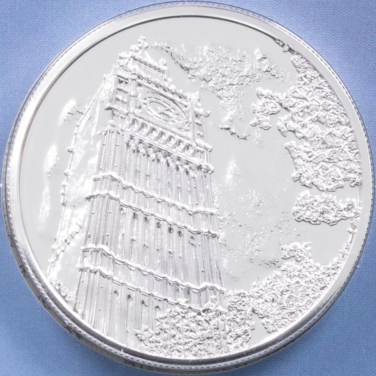 UK15100BU 2015 Big Ben Elizabeth Tower One Hundred Pound Silver Brilliant Uncirculated Coin In Folder Reverse