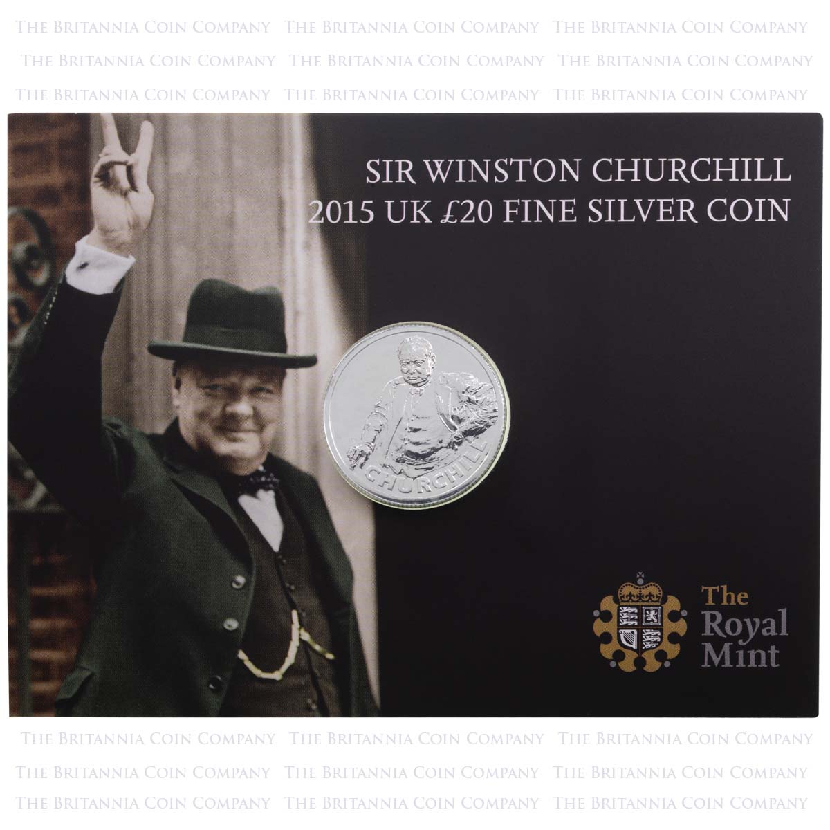 Uk1520CH 2015 Sir Winston Churchill Twenty Pound Brilliant Uncirculated Silver Coin In Folder