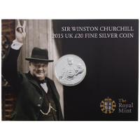 Uk1520CH 2015 Sir Winston Churchill Twenty Pound Brilliant Uncirculated Silver Coin In Folder Thumbnail