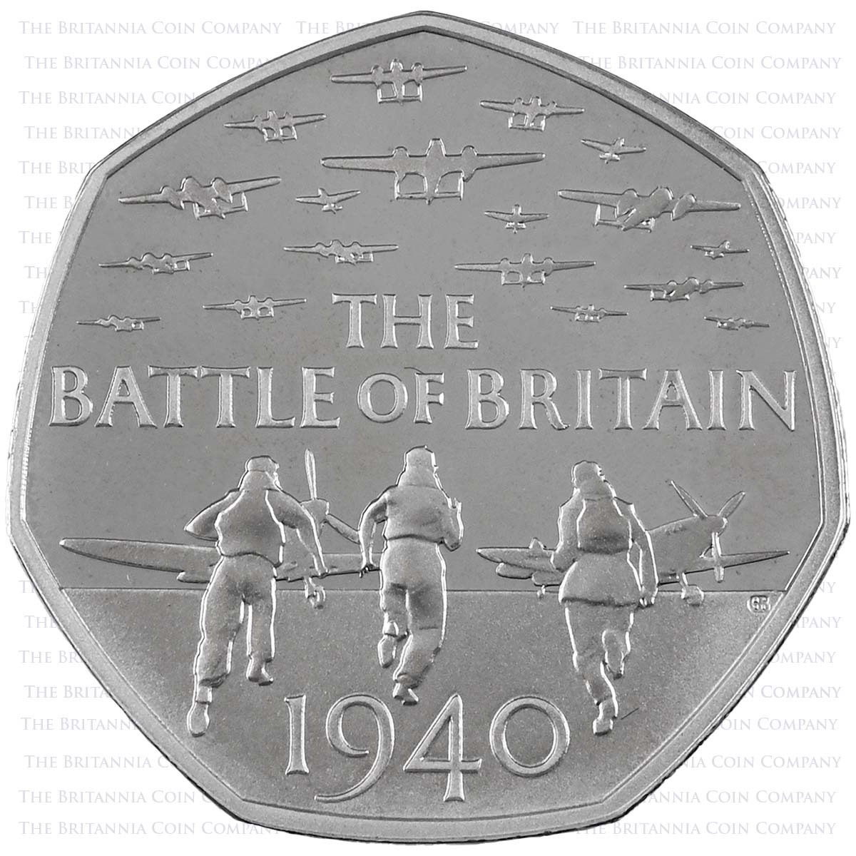 UK15BBPF 2015 Battle of Britain 50p Piedfort Silver Proof Reverse