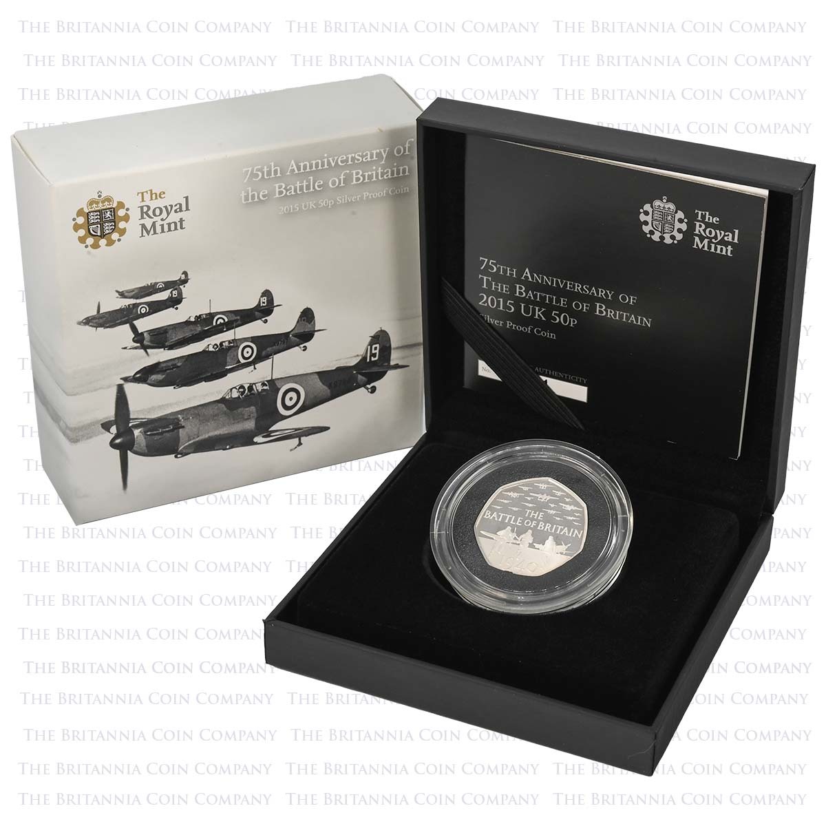 UK15BBSP 2015 Battle of Britain 50p Silver Proof Boxed