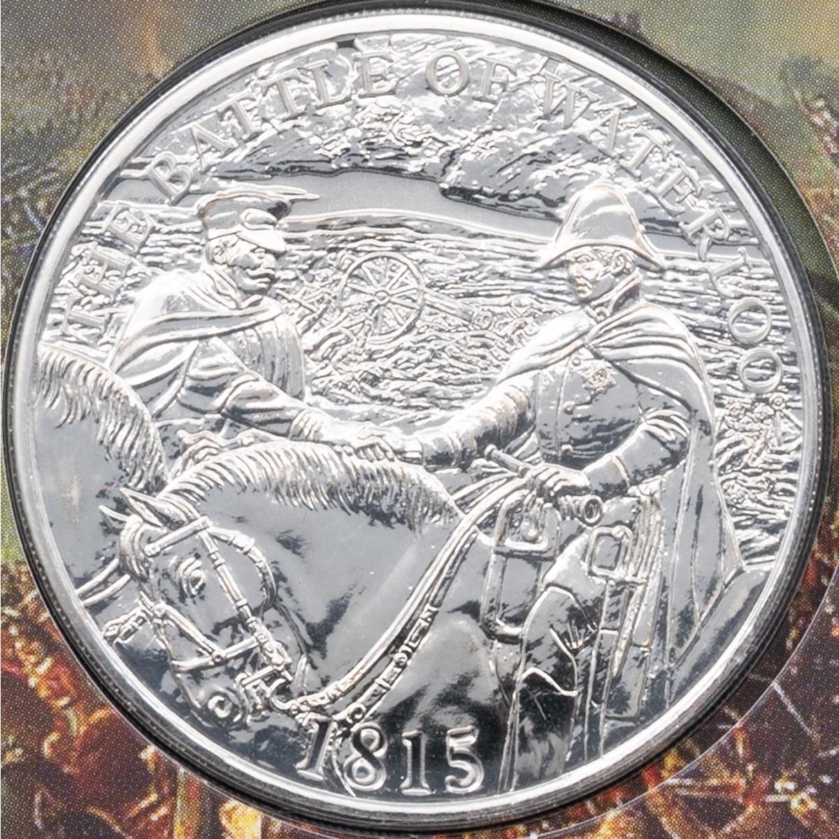 2015 Battle Of Waterloo 200th Anniversary Five Pound Crown Brilliant Uncirculated Coin reverse design