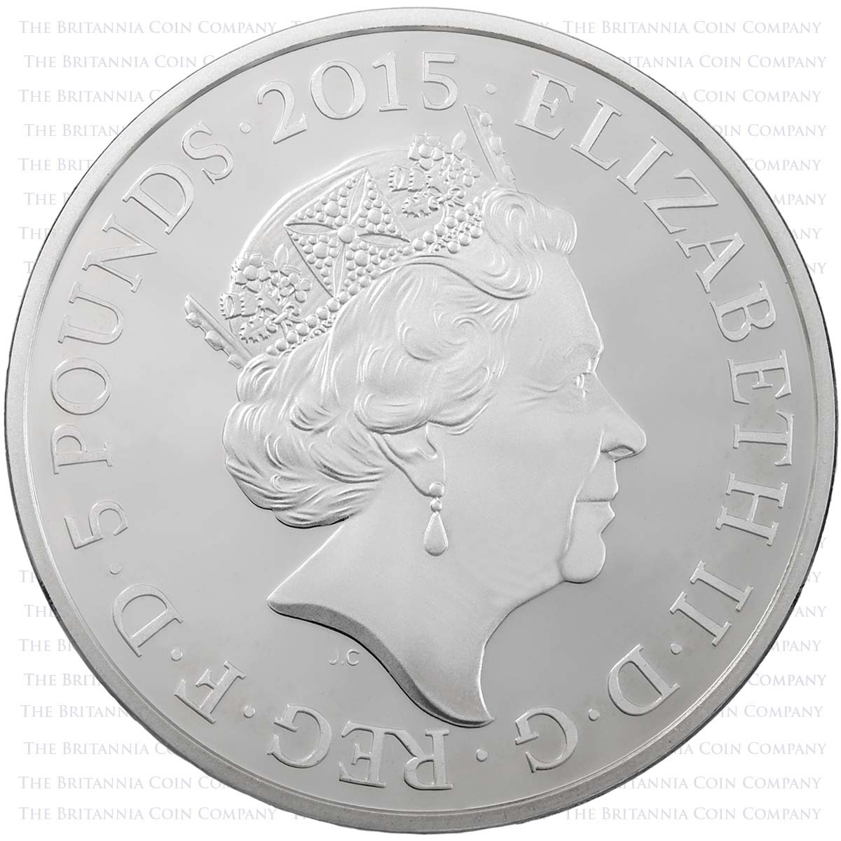 UK15BWPF 2015 Battle of Waterloo £5 Piedfort Silver Proof Obverse