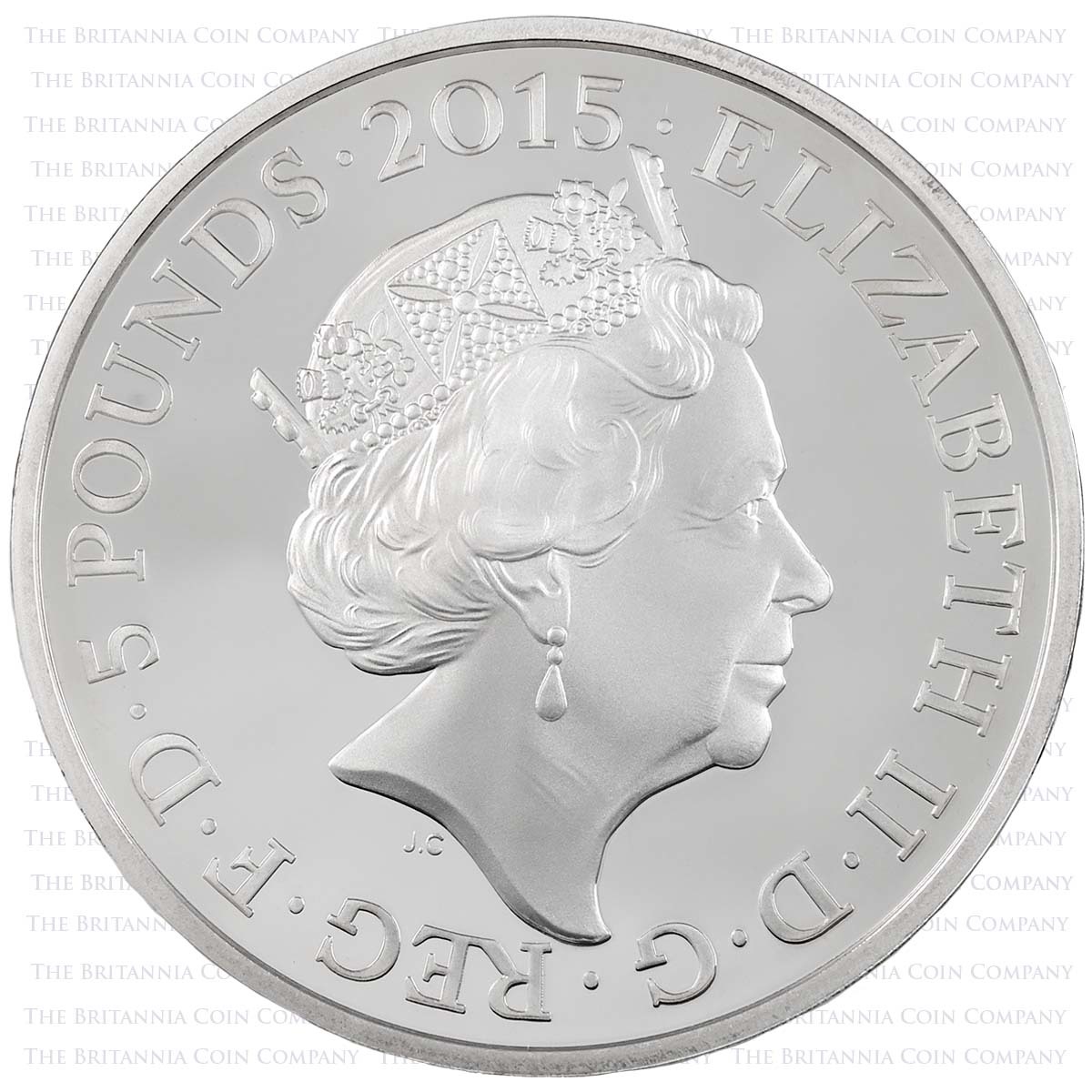 UK15BWSP 2015 Battle of Waterloo £5 Crown Silver Proof Obverse