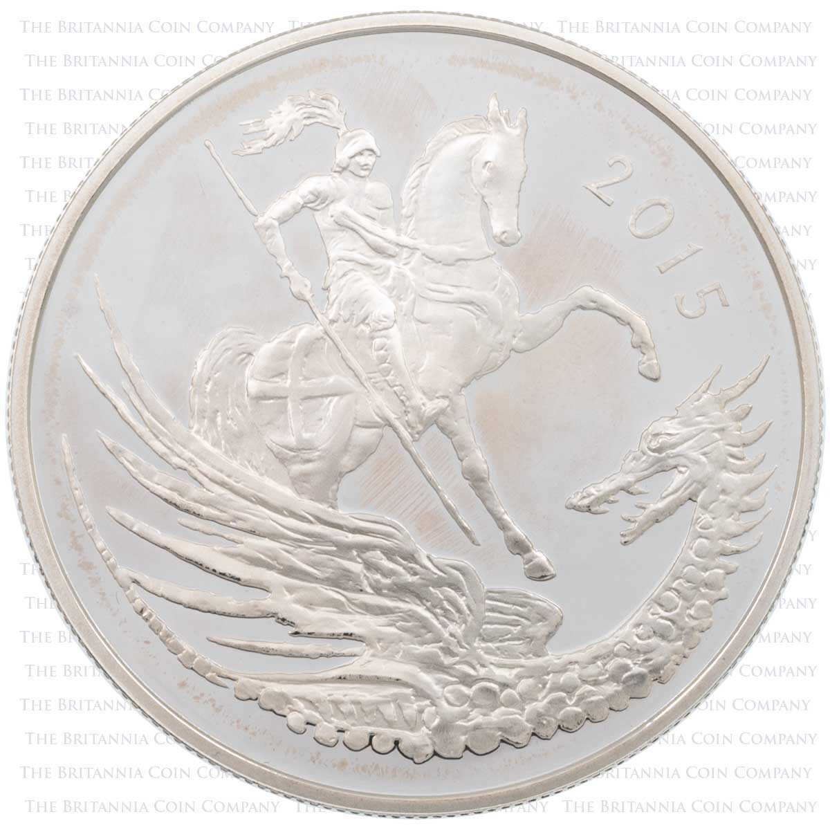 UK15PGSP 2015 Prince George Second Birthday Five Pound Crown Silver Proof Coin reverse design 