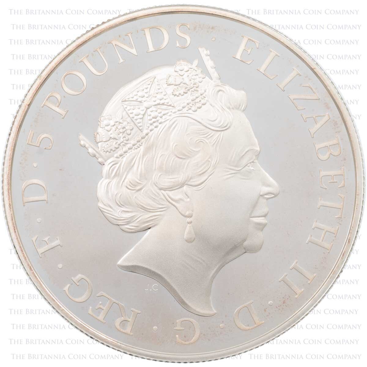 Obverse of UK15PGSP 2015 Prince George Second Birthday Five Pound Crown Silver Proof Coin 