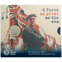 UK15W1BU 2015 Royal Navy First World War Two Pound Brilliant Uncirculated Coin In Folder Thumbnail