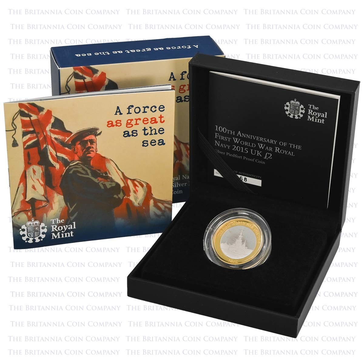 UK15W1PF 2015 Royal Navy £2 Piedfort Silver Proof Boxed