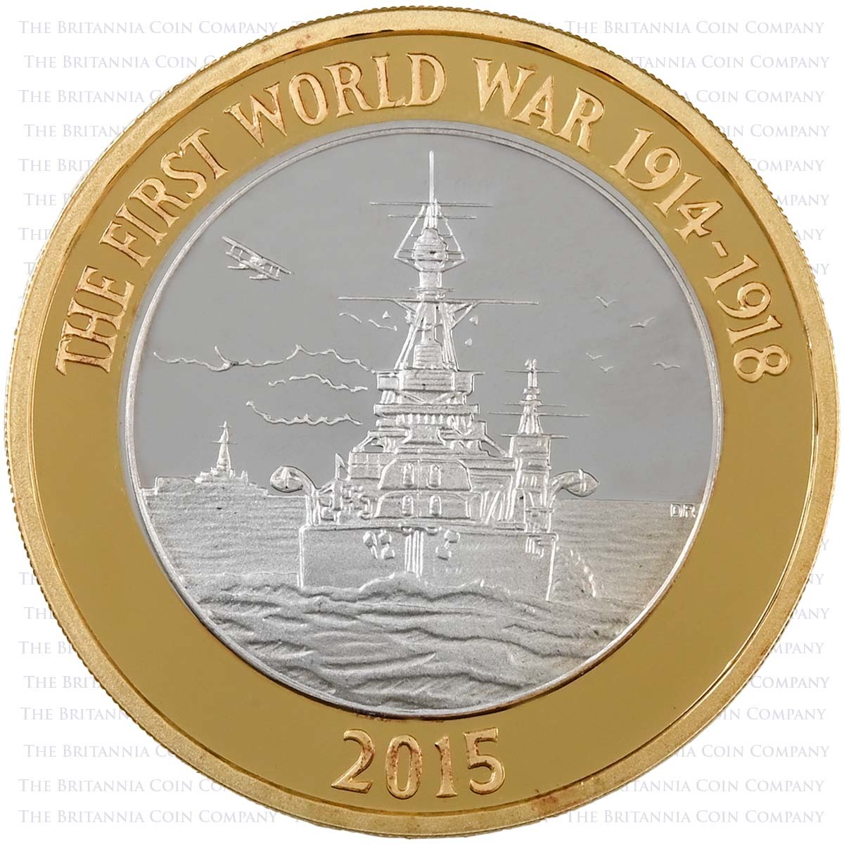 UK15W1SP 2015 Royal Navy First World War Two Pound Silver Proof Coin Reverse