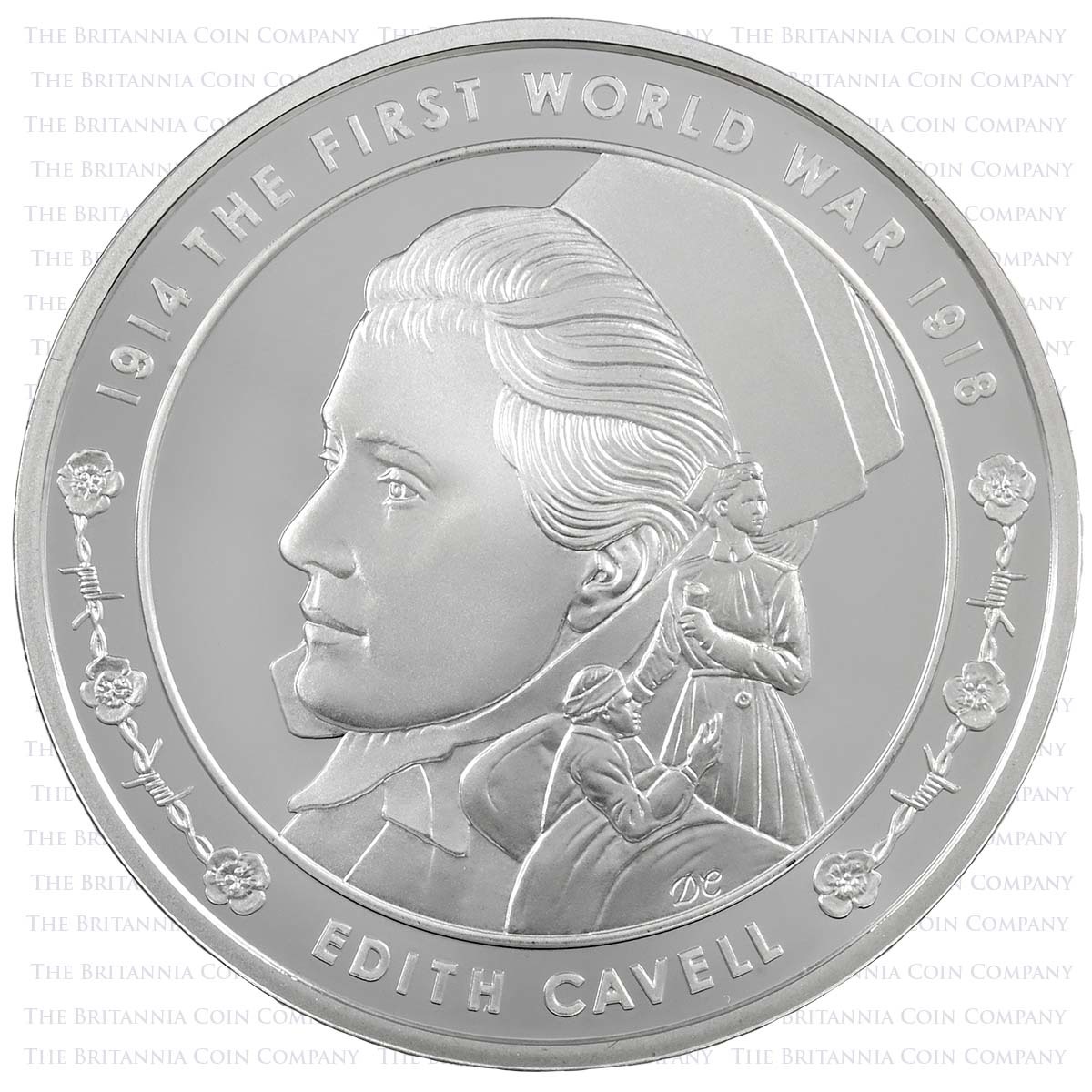 UK15W1SS 2015 First World War £5 Crown Silver Proof Set Edith Cavell