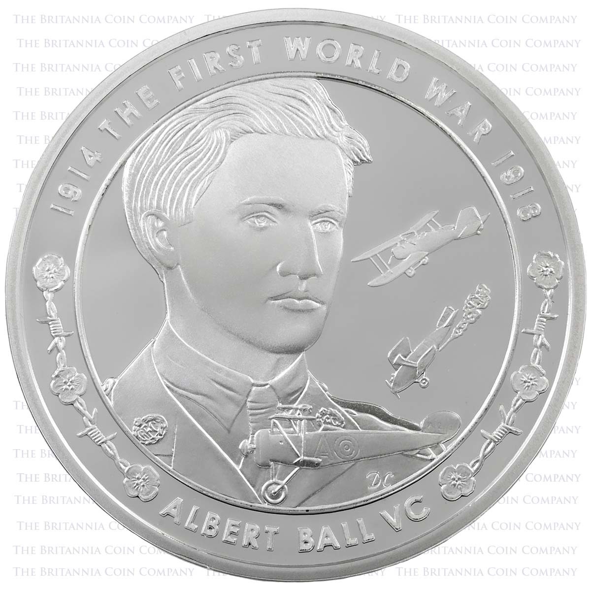 UK15W1SS 2015 First World War £5 Crown Silver Proof Set Albert Ball VC