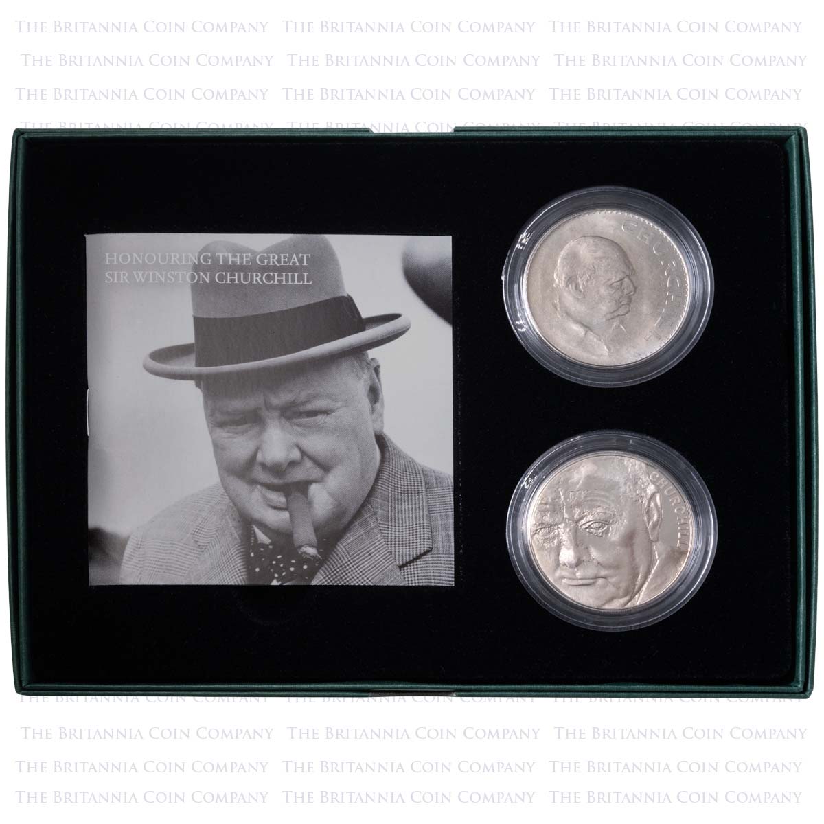 UK15WC2S 2015 Sir Winston Churchill Death 50th Anniversary Five Pound Crown Two Coin Brilliant Uncirculated Set