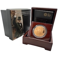 UK15WCGP 2015 Sir Winston Churchill Five Pound Crown Gold Proof Coin Thumbnail