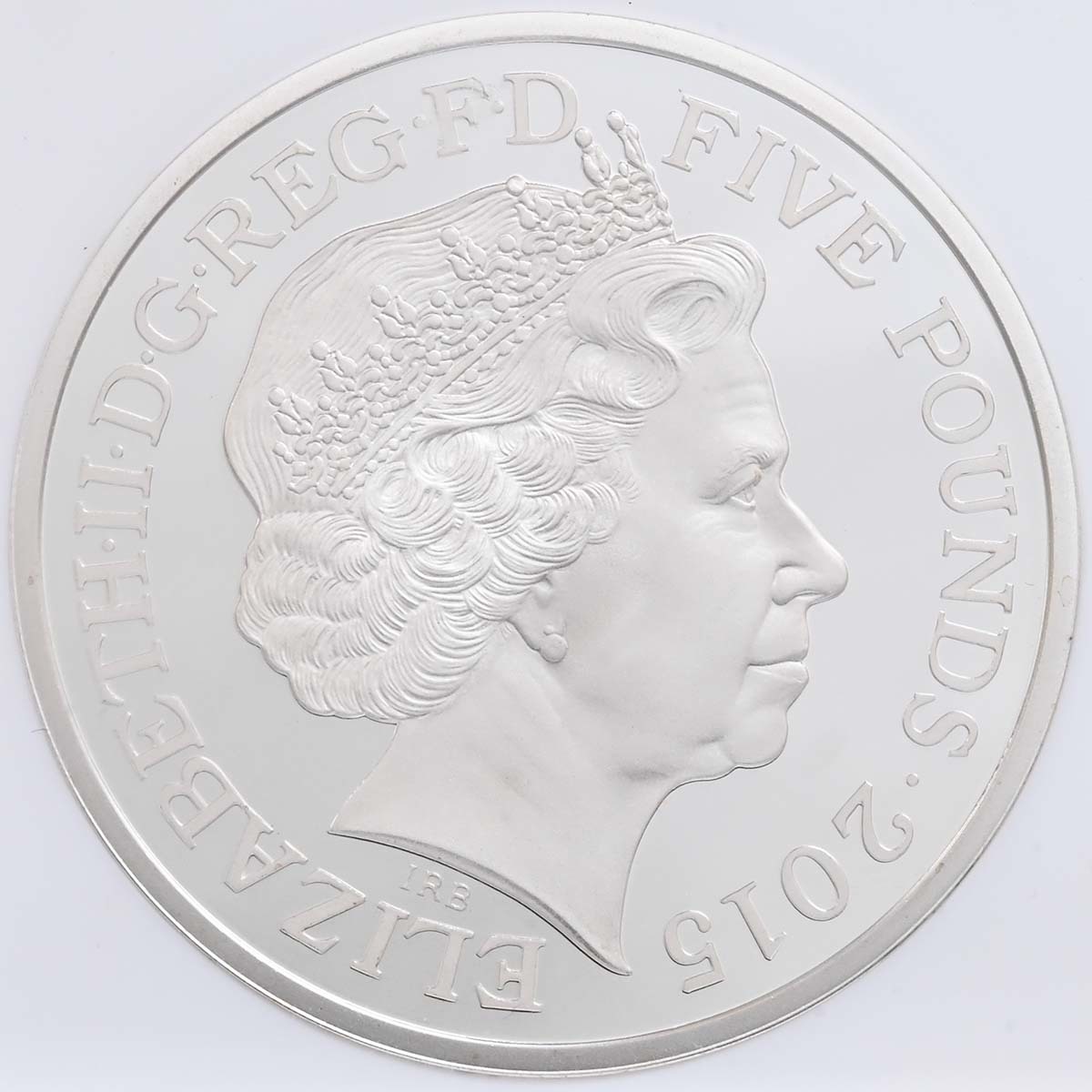 2015 Winston Churchill £5 Crown Piedfort Silver Proof PF 70 Ultra Cameo Obverse