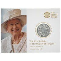 UK1620BU 2016 Queen Elizabeth II 90th Birthday Twenty Pound Silver Brilliant Uncirculated Coin In Folder Thumbnail