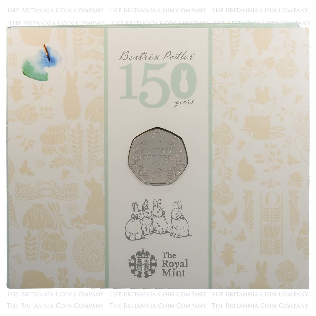 UK16BPBU 2016 Beatrix Potter 150th Anniversary Fifty Pence Brilliant Uncirculated Coin In Folder