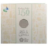 UK16BPBU 2016 Beatrix Potter 150th Anniversary Fifty Pence Brilliant Uncirculated Coin In Folder Thumbnail