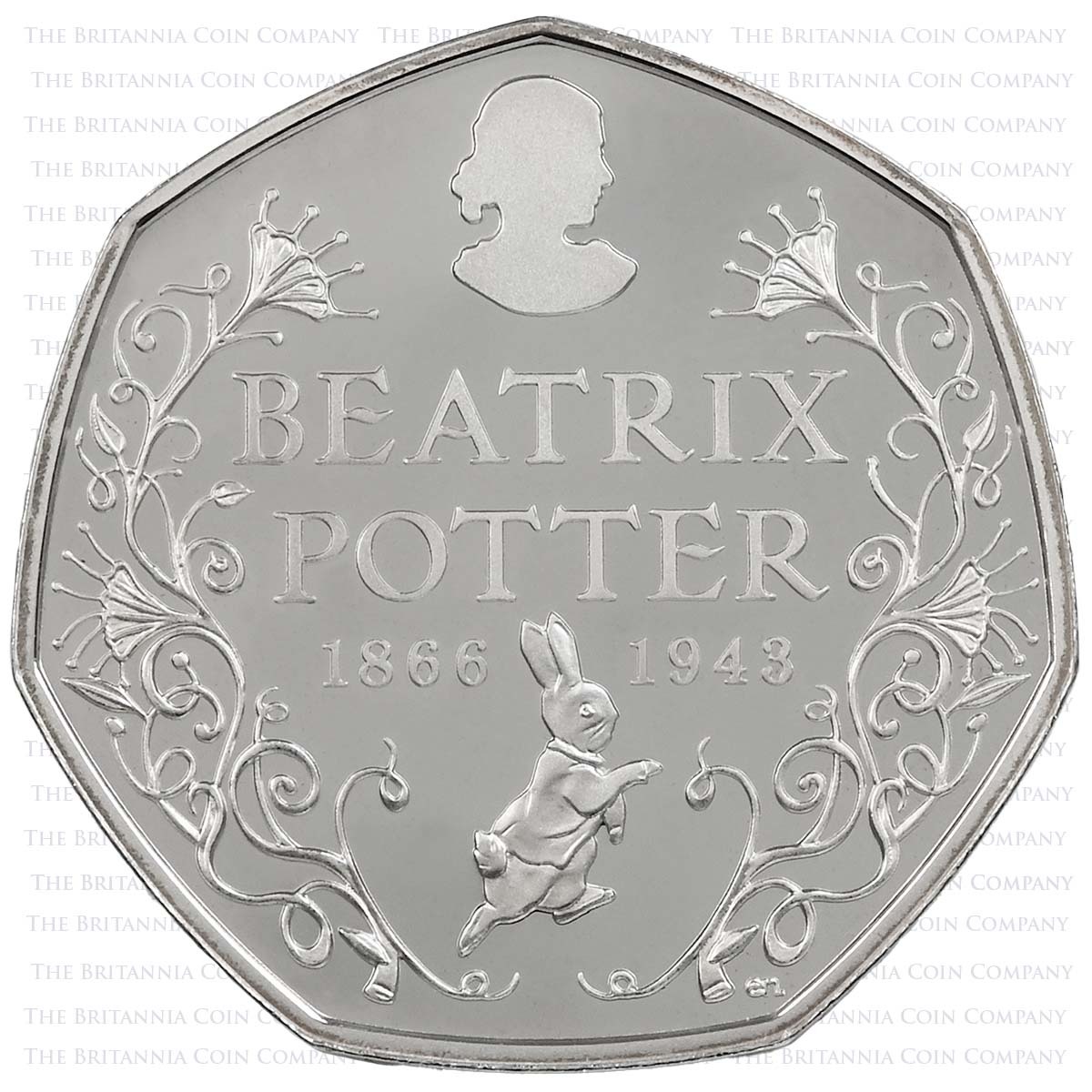 UK16BPPF 2016 Beatrix Potter 150th Anniversary 50p Piedfort Silver Proof Reverse