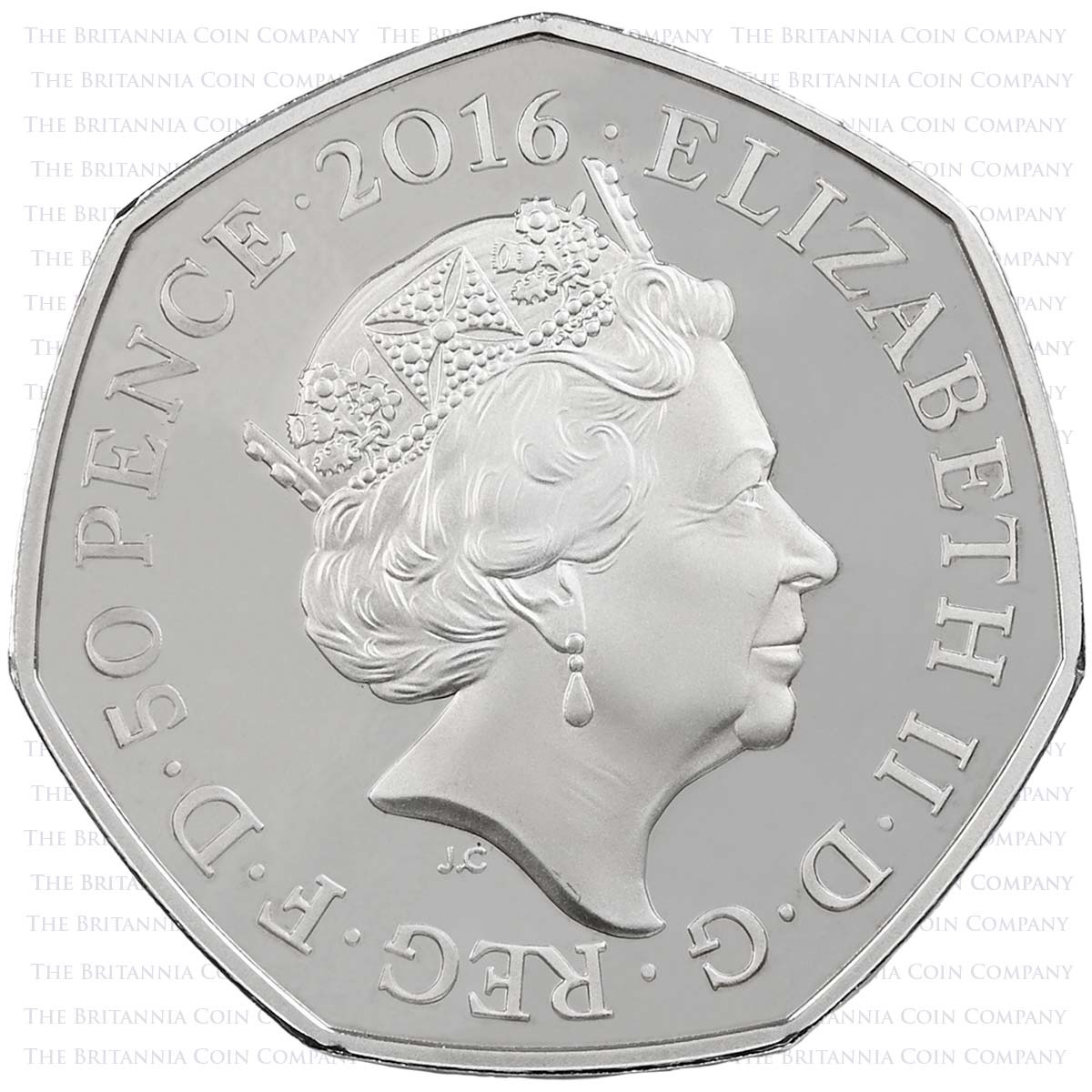 UK16BPPF 2016 Beatrix Potter 150th Anniversary 50p Piedfort Silver Proof Obverse